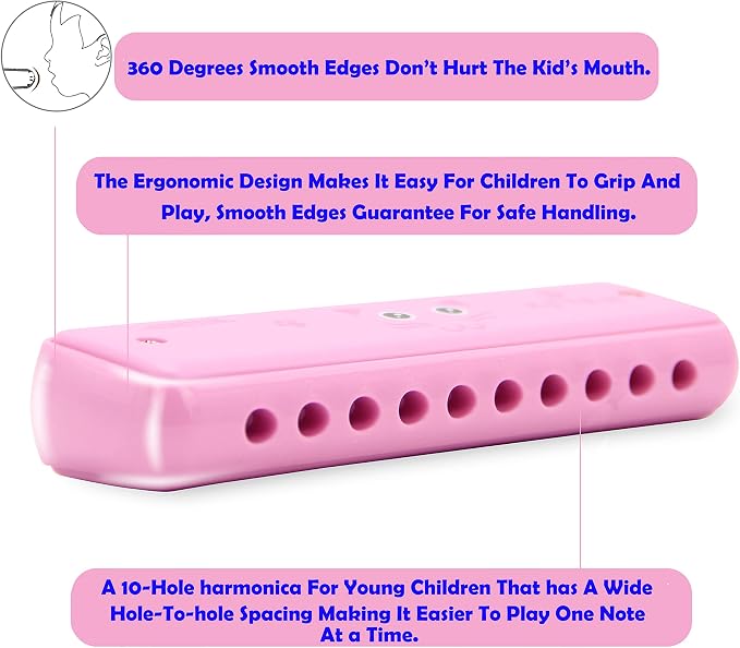 Crafteem Color Blues Harmonica, Key of C for Kids, Children, Toddler and Beginners,10 Hole 20 Tones Musical Instrument Toy Gift