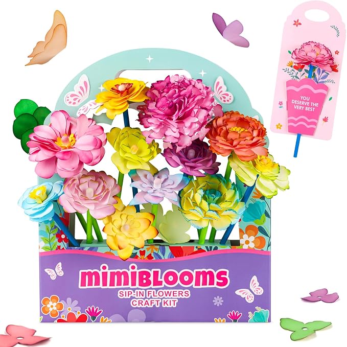 Mimiblooms Paper Flowers Science Kit for Girls, Magic Flower Paper Color Science Dyeing Kit, Arts&Crafts for Kids Age 8-12, Science Experiments Color Changing for Girls 6 7 9 10 11 yr Mother's DayGift
