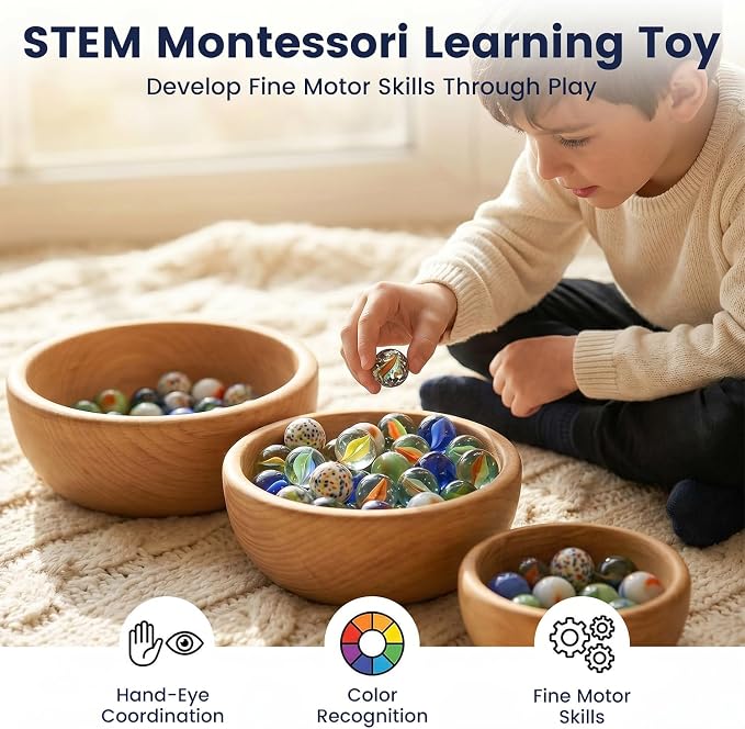 POPLAY 160PCS Glass Marbles, Marbles Game for Kids Crafts Colleting