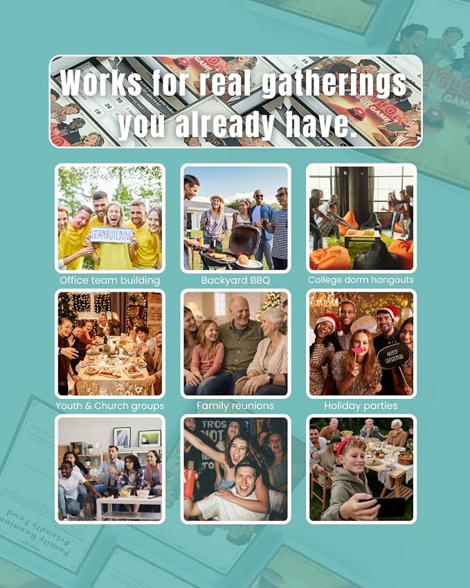 Family Feud Style Buzzer Game for Family Reunion and Game Night, Survey Question Cards, Final Round Comeback, Fun for All Ages, Prevent Awkward Silence at Parties (Reunion Special Edition)