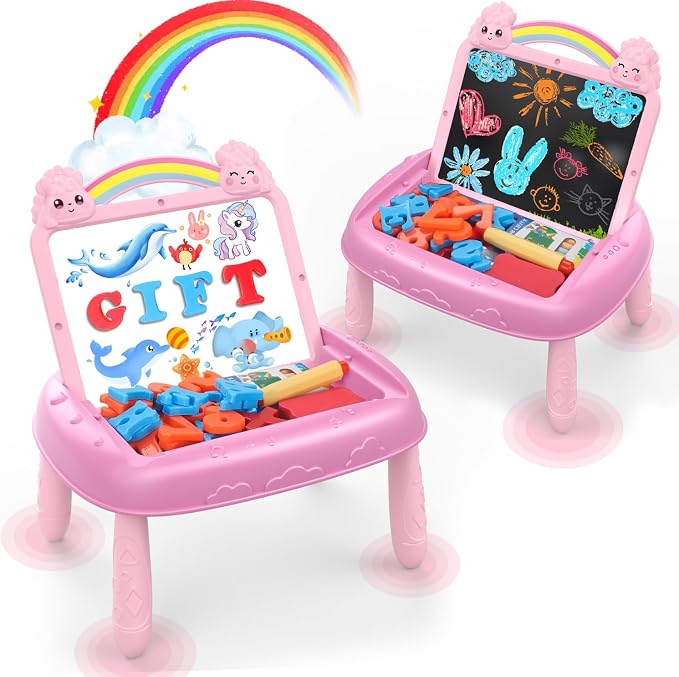 Gifts for 1-2 Year Old Girls, Toddlers Unicorn Toys with Magnetic Letters and Numbers, Portable Preschool Learning and Educational Toys for 1-2 Year Old Toddler Girl Birthday Gifts(Pink)