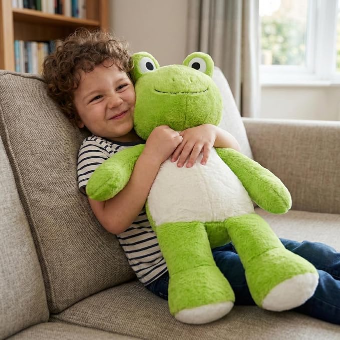 WEIGEDU Dressable Stuffed Animal Fits 3-6M Toddler Clothes, 24.8" Large Plush Toy with Long Limbs for Pretend Play, Soft Huggable Companion - Frog