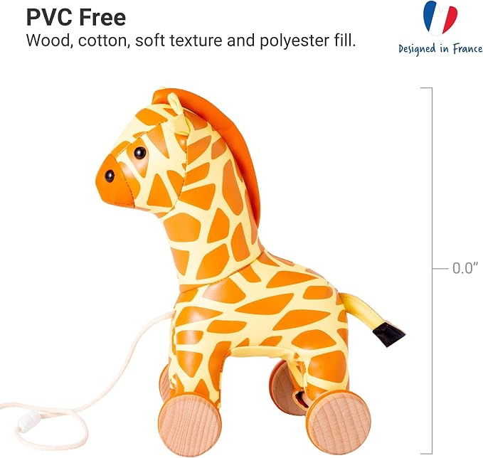 Little Big Friends Giraffe Pull Toy for Toddlers | Classic Baby Walking Toy with Adjustable Cord | Easy-to-Clean Soft Toy | Gina The Giraffe