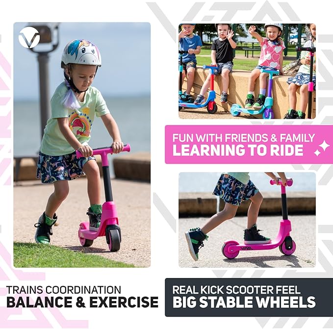 Vital First 2 Wheel Toddler Scooter | Beginner Balance Training Kids Toys for Ages 2-5 | Durable Lightweight Design & Fixed Height Kids Scooter | Wide Wheels and Foot Brake