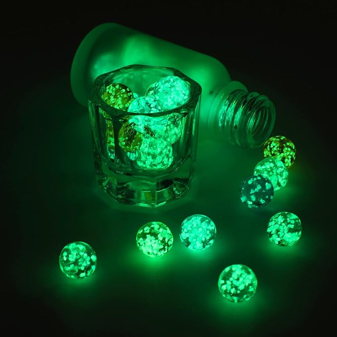 48 Pieces Marbles Glow in The Dark for Kids Mixed Colors Luminous Glass Marbles Runs for Kids Games DIY and Home Decoration(0.8 CM/ 0.32 Inch)