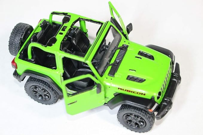 KiNSMART - Jeep Wrangler Rubicon Off Road 4x4 5 inch 1:34 Scale Die Cast Model Replica Toy Car (Green Opentop)