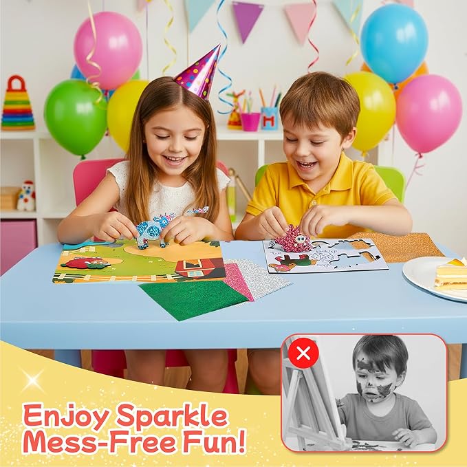 JoyCat 24 Pack Foil Art Craft Party Favors,No Mess Arts and Crafts for Kids,Goodie Bag Stuffers,DIY Creative Activity,Birthday Present for Girls Boys 4 5 6 7 8 9 Years Old(Animal)
