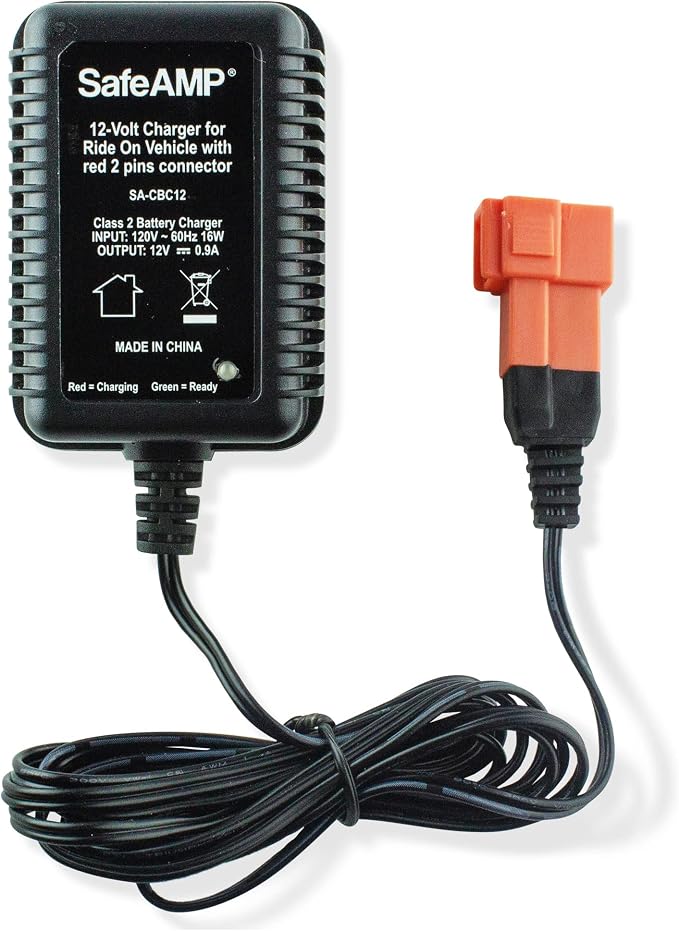 SafeAMP 12-Volt Charger for Ride On Vehicle with red 2 pins Connector