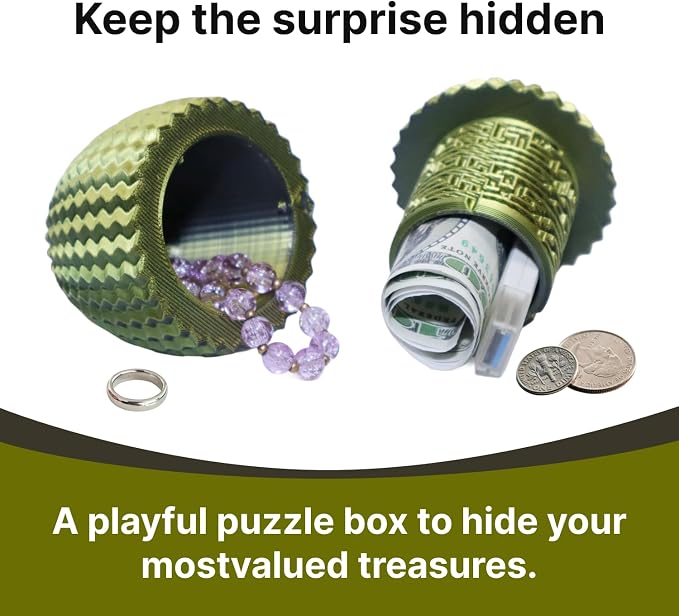 Money Puzzle Box for Cash Gift Card Holder - Reusable Secret Safe with 4 Unique Maze Egg Designs, 3D Printed Brain Teaser Game for Teens Adults, Easter Birthday Christmas Stocking Stuffer