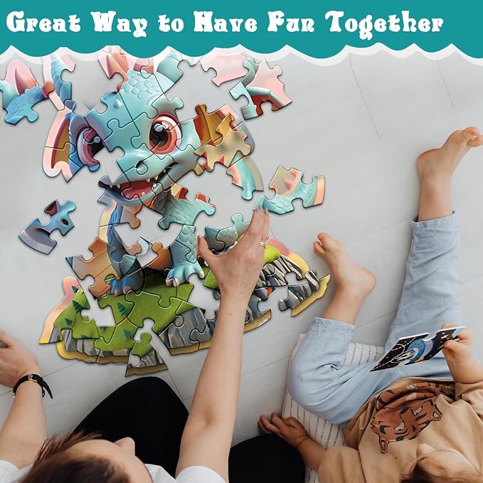 Jumbo Floor Puzzle for Kids,42 Piece Dinosaur Large Jigsaw Puzzles, Fun Preschool Educational Toy for Toddlers Ages 3-5,Gift for Boy Girl Ages 4-8