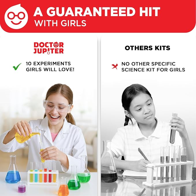 Doctor Jupiter Explosive Science Kit for Girls Ages 8-10-12-14 | Birthday Gift Ideas for 8,9,10+ Year Olds | Chemistry Set, STEM Toy Kit with 10 Experiments | Learning & Educational Projects
