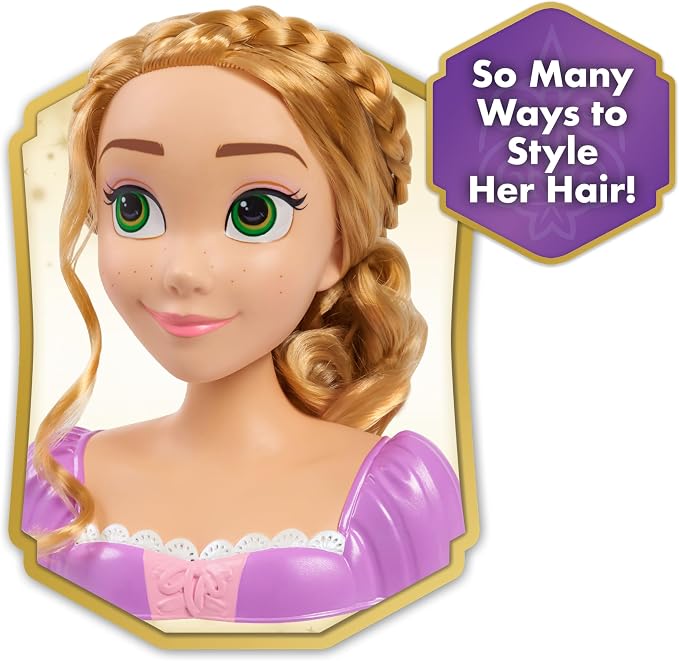 Disney Princess Rapunzel Styling Head, 14-pieces, Pretend Play, Kids Toys for Ages 3 Up by Just Play