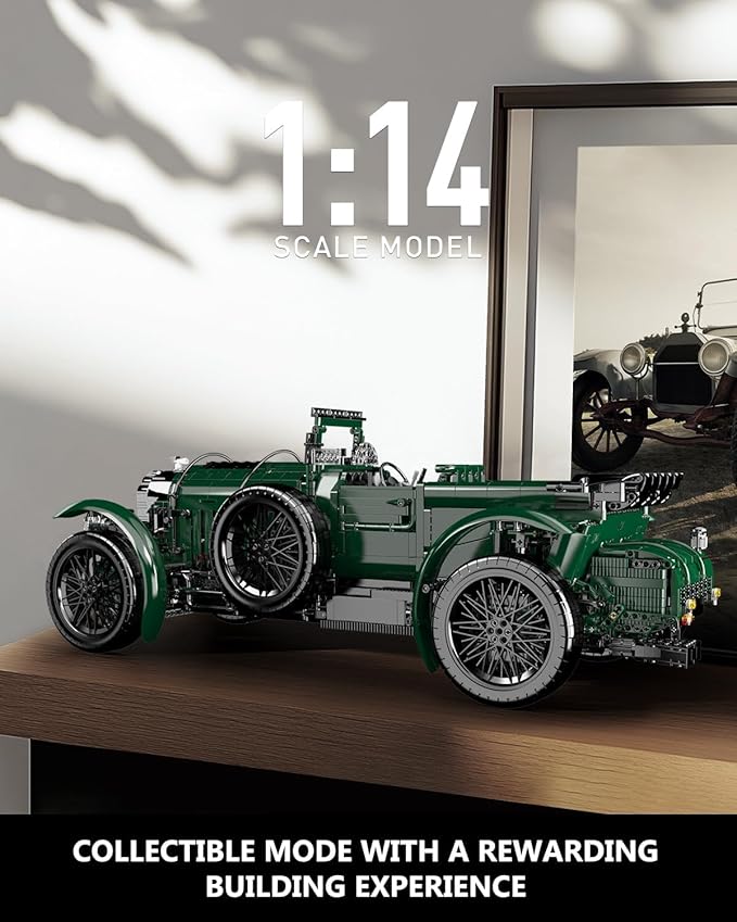 Mould King 13191 Classic Cars Building Blocks Sets, MOC Scale Model Kit with Engine Battery and Motors Vintage Car Model, Collectible Set for Adults, Gift Toy for Age 14+ (3918+ Pieces)
