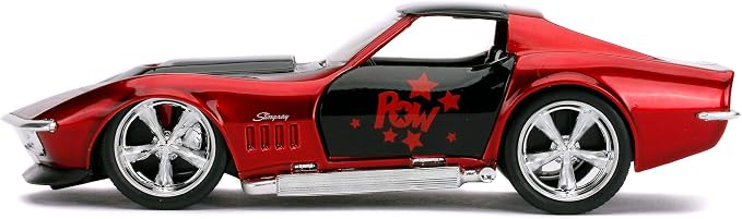 Jada Toys DC Comics 1:32 Harley Quinn 1969 Chevy Corvette Stingray Die-cast Car, Toys for Kids and Adults
