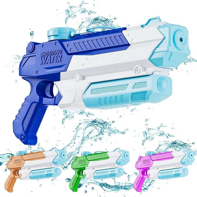 WOLKEK Water Guns for Kids Adults, 4 Pack 400CC Long Range High Capacity Squirt Guns Toy, Pool Toys Water Toys for Swimming Pool Beach Sand Outdoor, Summer Gifts for Boys Girls