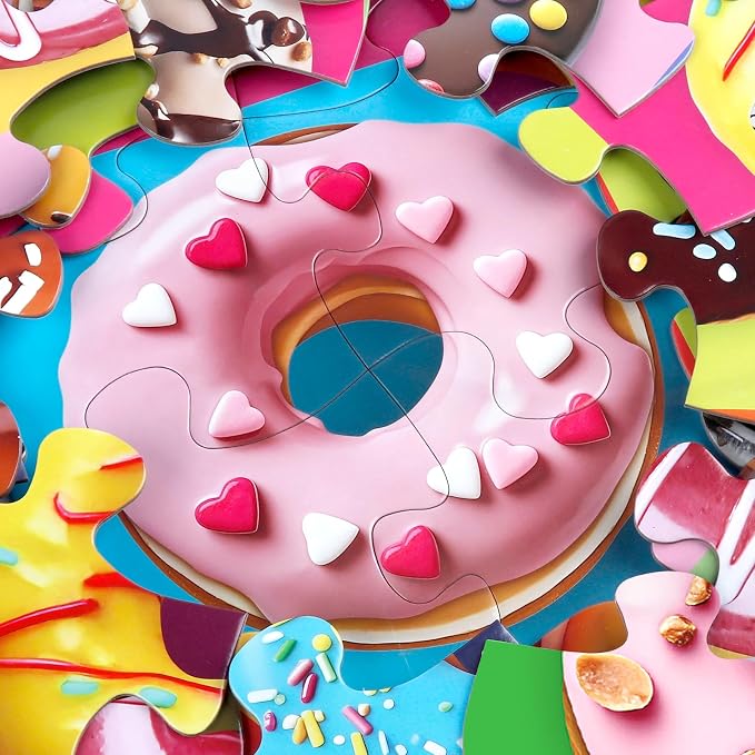 Jumbo Floor Puzzle for Kids,48 Piece Colorful Donuts Jigsaw Puzzles,Learning Educational Toys for Toddlers Ages 3-5,Children Gift for Boy Girl Ages 4-8