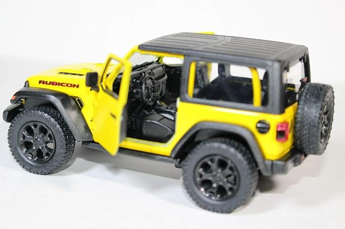 KiNSMART - Jeep Wrangler Rubicon Off Road 4x4 5 inch 1:34 Scale Die Cast Model Replica Toy Car (Yellow Hardtop)