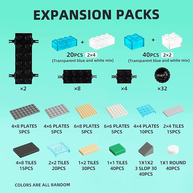 1500 Pieces Building Bricks, Classic Building Bulks with 30PCS Small Flat Plates and 46PCS Wheel Parts and Pieces - Compatible with Lego and Other Brands, 16 Color/18 Size