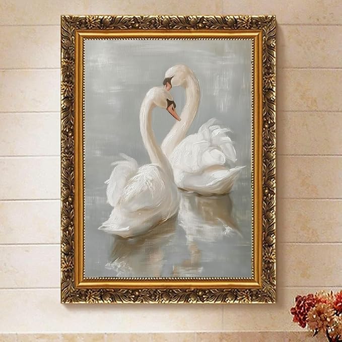 Paint by Numbers for Adults and Kids Beginner, Vintage Swan Painting by Number Kits On Canvas Number Artist Paint by Number Kit Oil Painting Acrylic Paints Home Wall Decor Gift 12X16 inch