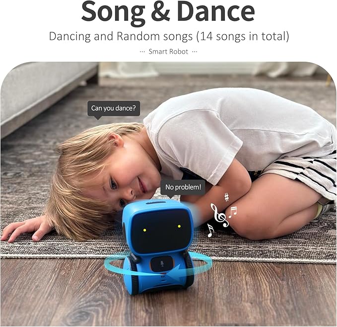 GILOBABY Interactive Talking Robot for Boys, Smart Toy with Touch Control, Playback Mode, Dancing, Singing, Educational Gift for 3-7 Year Old Kids (Blue)