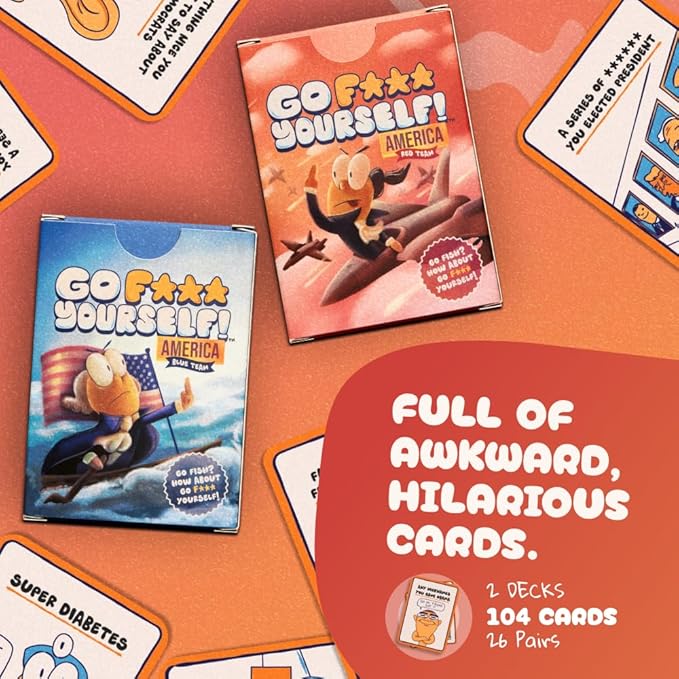 Go F Yourself America Red & Blue! – The Grown Up Go Fish Card Game You've Always Wanted | Hilarious Party Game for Grown Ups, 2+ Players | 104 Cards, 26 Unique Pairs Edition