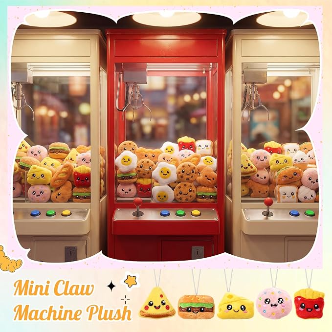 Libima 120 Pcs Mini Food Plush Keychain Set Small Sweet Food Keychain Charm Set Cute Small Bread Stuffed Toy for Carnival Birthday Party Prizes Decoration for Clothes