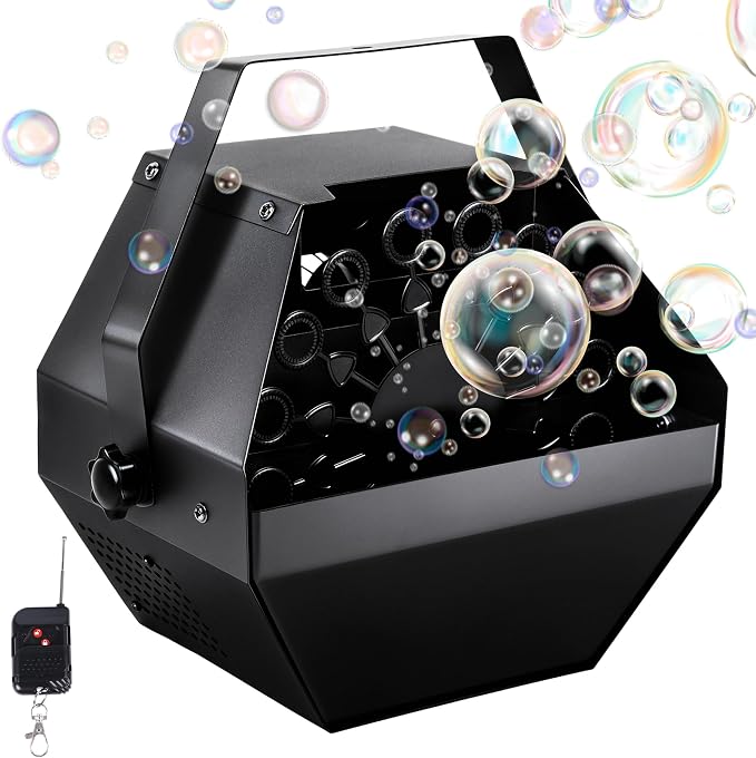 ATDAWN 1L High-Capacity Automatic Bubble Machine with 45ft Remote, Professional Metal Bubble Blower for Wedding Party Stage Event Indoor Outdoor Use – Adult Supervision Required