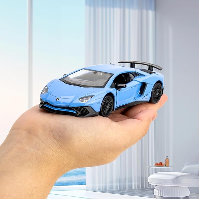 TGRCM-CZ 1/36 Scale Lamborghini Aventador LP700-4 Casting Car Model, Zinc Alloy Toy Car for Kids, Pull Back Vehicles Toy Car for Toddlers Kids Boys Girls Gift (Blue)