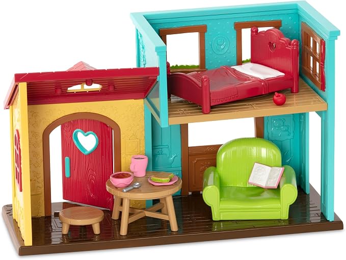 Li'l Woodzeez – Li'l Nextdoor Neighbors Townhouse Playset with 12 Pieces Dollhouse Furniture, Accessories & Pretend Play Food – Adorable Gift Toy for Imaginative 3+ Years