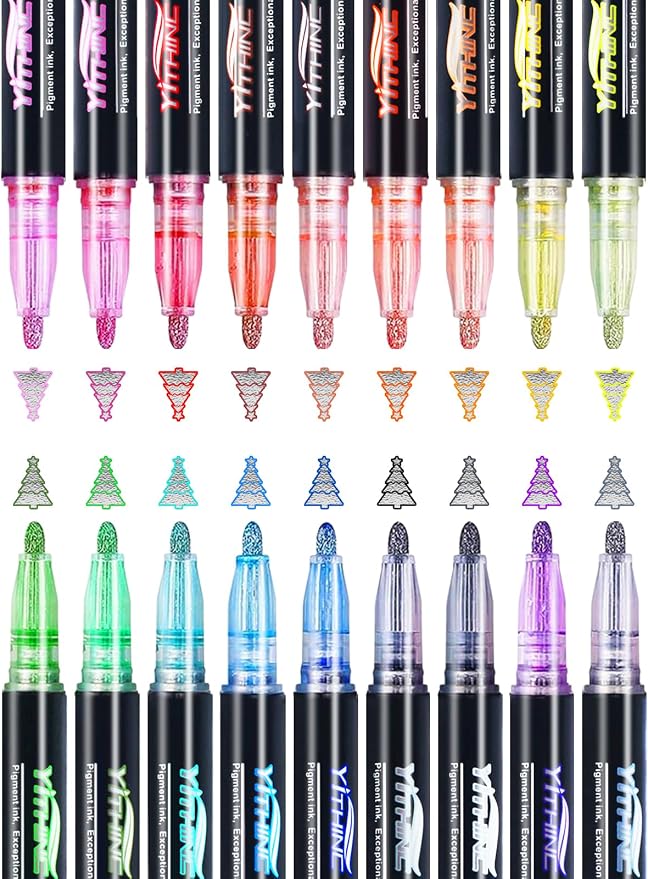 Outline Markers, 18 Metallic Shimmer Glitter Gel Pens, Tween Teen Girl Gifts Trendy Stuff, Cool Cute Art Craft School Drawing Supplies, Birthday Fun Kits for Kids Girls Ages 4 6 8 10 12 Year Old