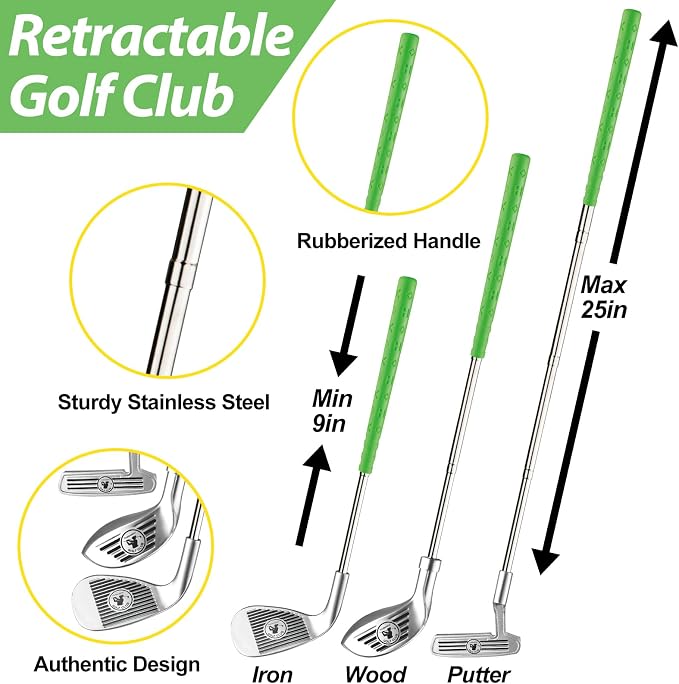 Liberry Toddler Golf Set, Retractable Toy Golf Clubs with Putting Mat & Storage Bag for Kids Ages 3 4 5, Indoor and Outdoor Sports Games Birthday Gift for Boys Girls