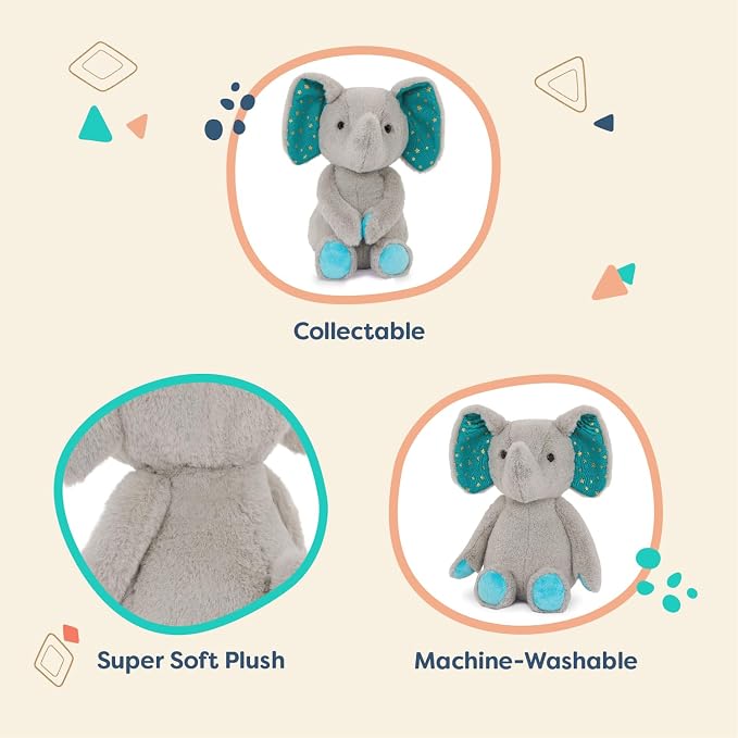 B. toys – Plush Elephant Doll – Stuffed Animal Toy – Soft & Cuddly for All Ages – Machine Washable – Newborn + – Moony Miles
