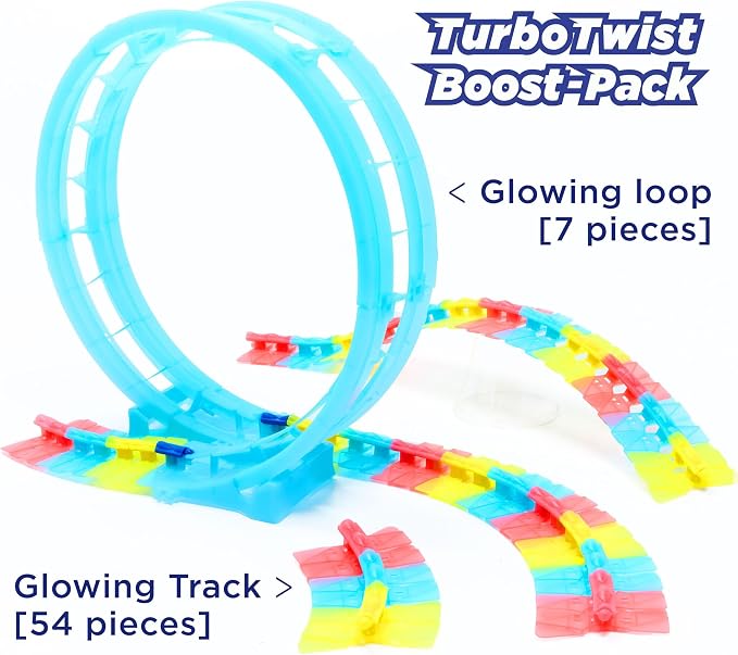 Blaze and The Monster Machines TurboTwist Racers Boost Pack - Glow in The Dark Racing Loop & Tracks Expansion Set for Kids Ages 3-10