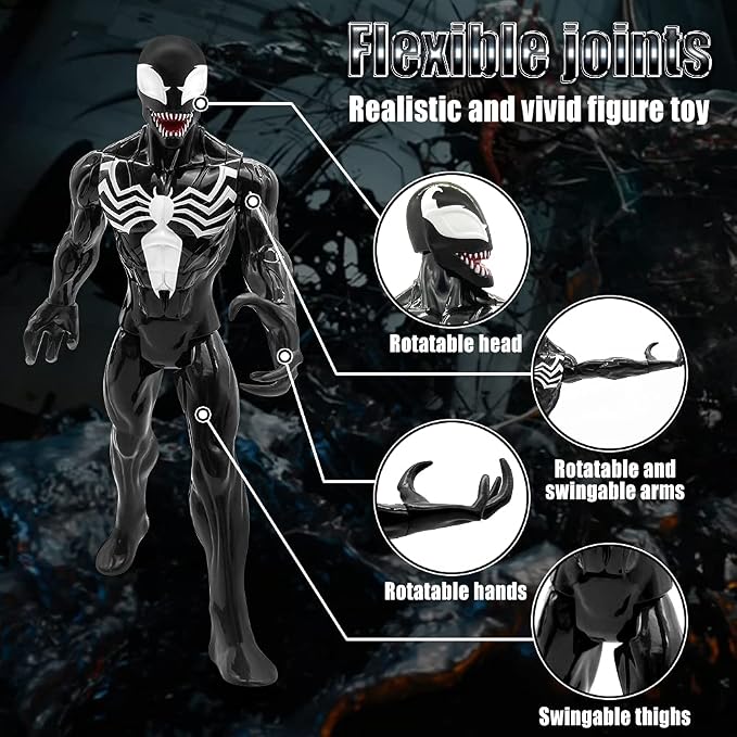 lasama Action Figures, 12 Inch Collectible Figures Toys for Boys Characters Toys Prefect Gift for Christmas, Thanksgiving Day, Birthday, Children’s Day for Kids (Black)
