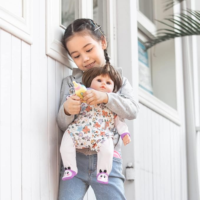GAGAKU Baby Doll Carrier Stuffed Animal Carrier for Girls Doll Accessory Adjustable Straps for 12 to 24 inch Reborn Baby Dolls -Purple Flowers