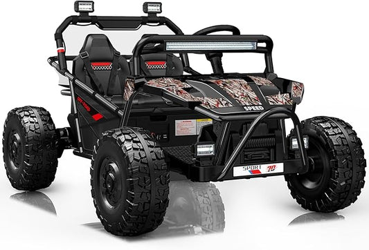 First Ride On 36V Kids Ride On UTV, 2-Seater 400W Electric Car for Kids 6+, 5-8 MPH Speed, 14" EVA Wheels, Metal Frame, Bluetooth Music, Rear Metal Suspension Off-Road Vehicle (Black Camo)