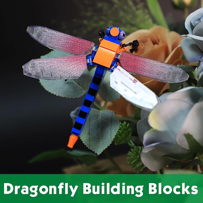 KAZI Insect Building Blocks,Bug Building Set for Kids Ages 6 7 8 9 Year Old and Up,Dragonfly Building Blocks Toy Insect Collection,Ideal Gifts for Birthday,Easter Basket Stuffers