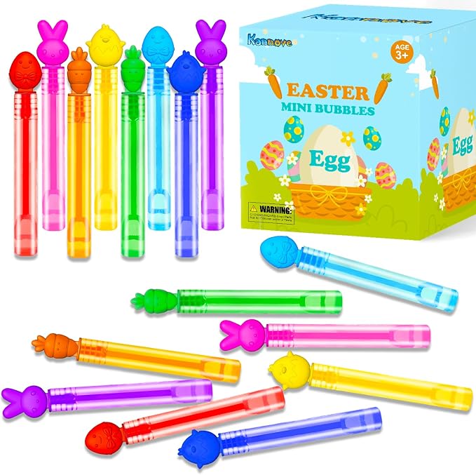 Easter Mini Bubbles Wands Toys Gifts Bulk for Kids,64 Pack Easter Party Favors Supplies for Toddlers,Easter Basket Goodie Gift Treat Bag Stuffers,Non Candy Classroom Prizes Pinata Fillers for Boy Girl