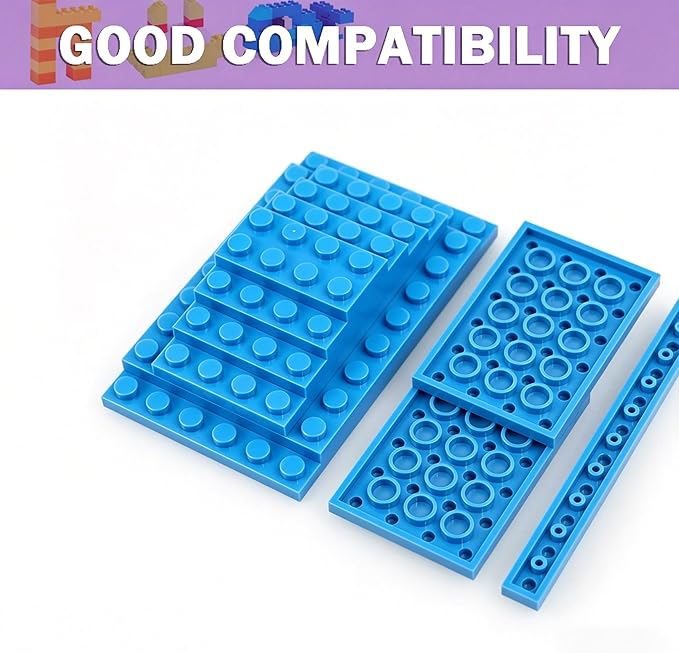 MALEKO Blue Classic Base Plates Multipack, 135 Pieces 13 Sizes Small Baseplates for Building Bricks, Flat Boards Compatible with Major Brands Blocks