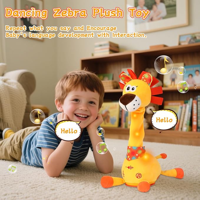 LUKETURE Dancing Talking Lion Plush, Interactive Stuffed Animal Toy, Musical Plush with Record & Repeat, Sings 10 Songs, LED Lights