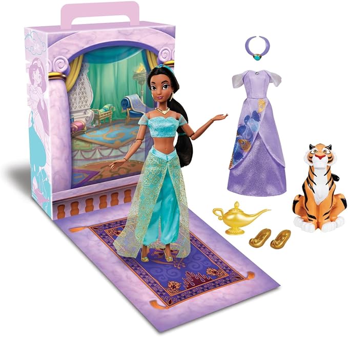 Disney Store Official Jasmine Story Doll - 11 Inches - Includes Coloring Book and Additional Dress, Princess Doll in Classic Outfit, Disney Princess Toys