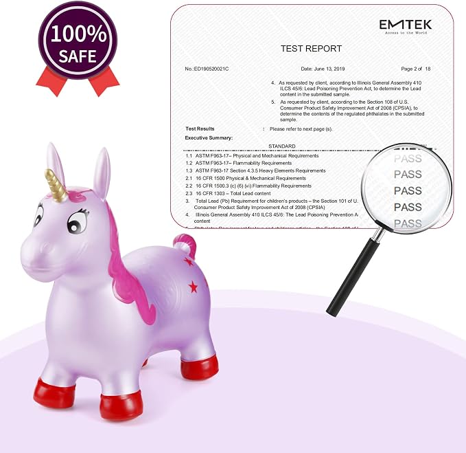 INPANY Unicorn Bouncy Horse Toys, Toddler Inflatable Unicorn, Bouncy Pals | Eco-Friendly PVC, Low Center Gravity, Cute Cartoon Design, Load 100 Lbs, Learn & Exercise & Active Fun, Gifts for 1-3 Kids
