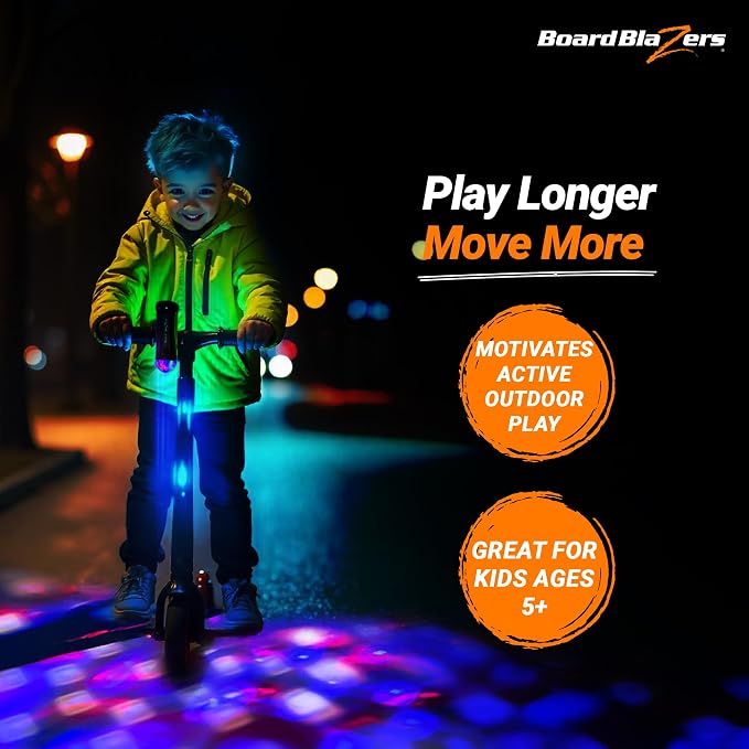 Board Blazers Disco Scooter Lights for Night Riding, Kid Stocking Stuffers, Scooter Accessories for Kids, Kid Bike Light Christmas Gift, 3 AAA Batteries Required