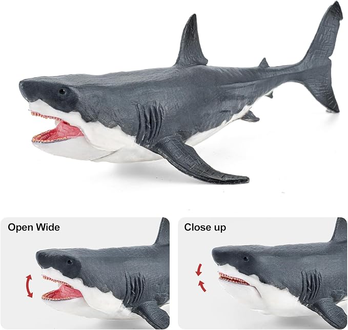 8PCS Large Galapagos Animal Toys, 4-8'' Realistic Sea Animal Figurines Set Includes Shark, Giant Tortoise, Hawk, Crab, Sea Lion, Blue-Footed Booby, Educational Learning Toys for Toddlers Kid