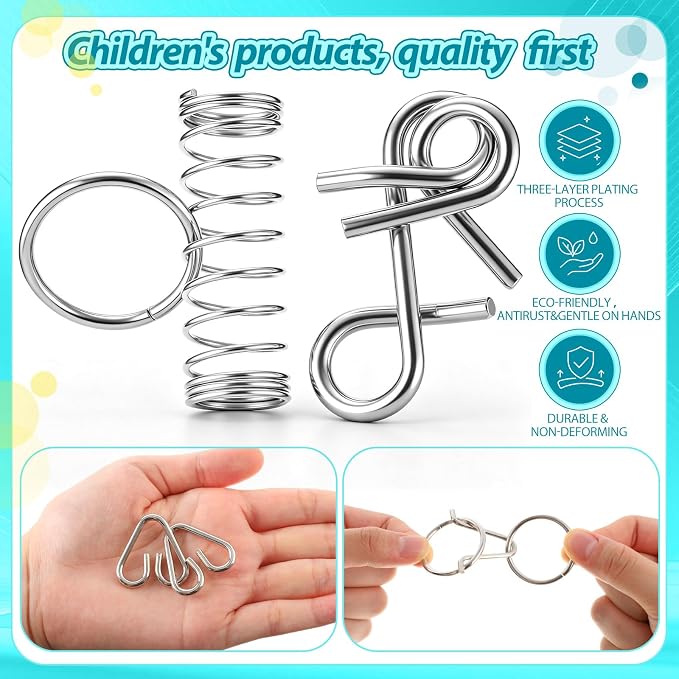 Set of 240 Metal Wire Puzzle Bulk IQ Test Disentanglement Puzzle Brain Game with Pouch Chinese Ring Magic Trick Toy for Adults Kids Party Challenge Favor Gifts Challenge