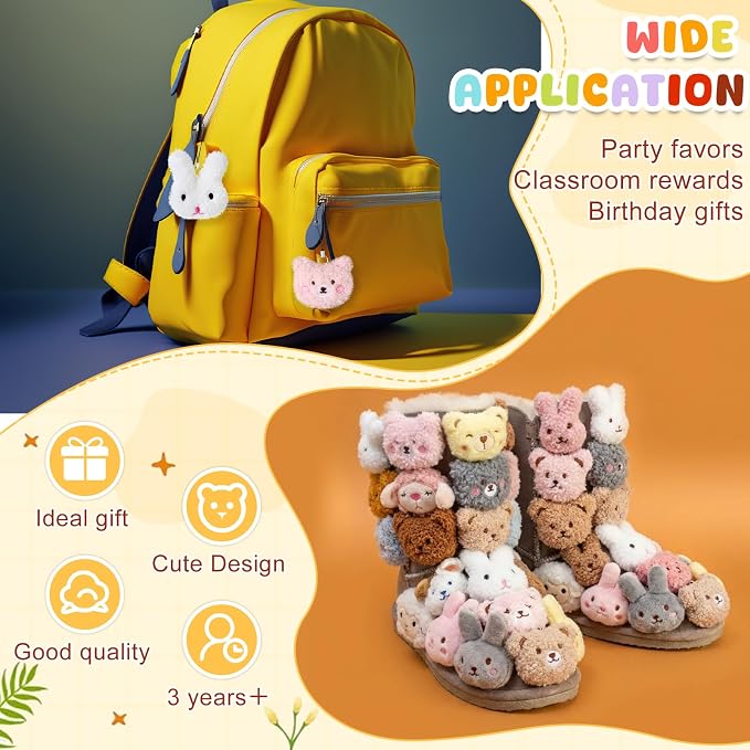 Libima 40 Pcs Mini Stuffed Animals Sea Animal Fruit Plush Keychain Set for Carnival Birthday Classroom Prizes Decoration for Clothes (Adorable)