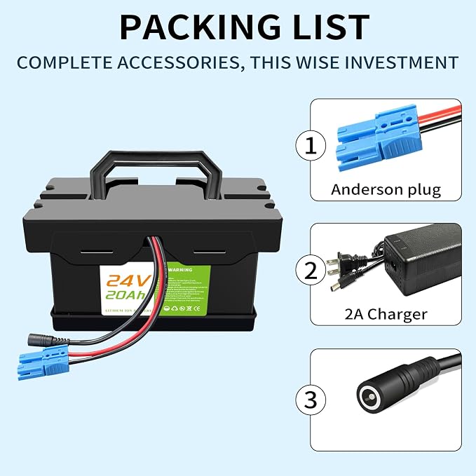 24V 20Ah Battery for Ride-On Cars & Toys, More Power for Dynacraft Realtree 24V UTVs- Lightweight & Long-Lasting, with 2A Fast Charger (24V20Ah)