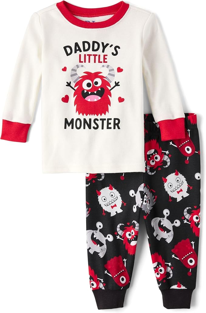 The Children's Place baby boys Button Long Sleeve Top and Pants Snug Fit 100% Cotton 2 Piece Pajama Set