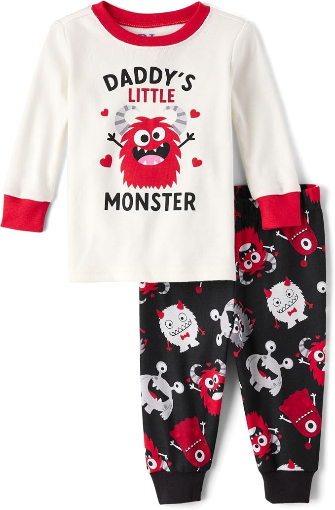 The Children's Place baby boys Button Long Sleeve Top and Pants Snug Fit 100% Cotton 2 Piece Pajama Set