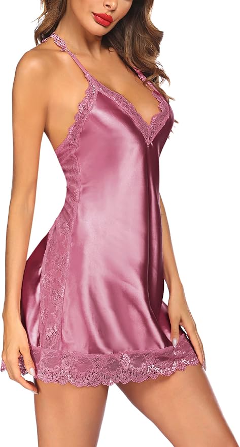 Avidlove Women Lingerie Satin Lace Chemise Nightgown Sexy Full Slips Sleepwear S-4XL